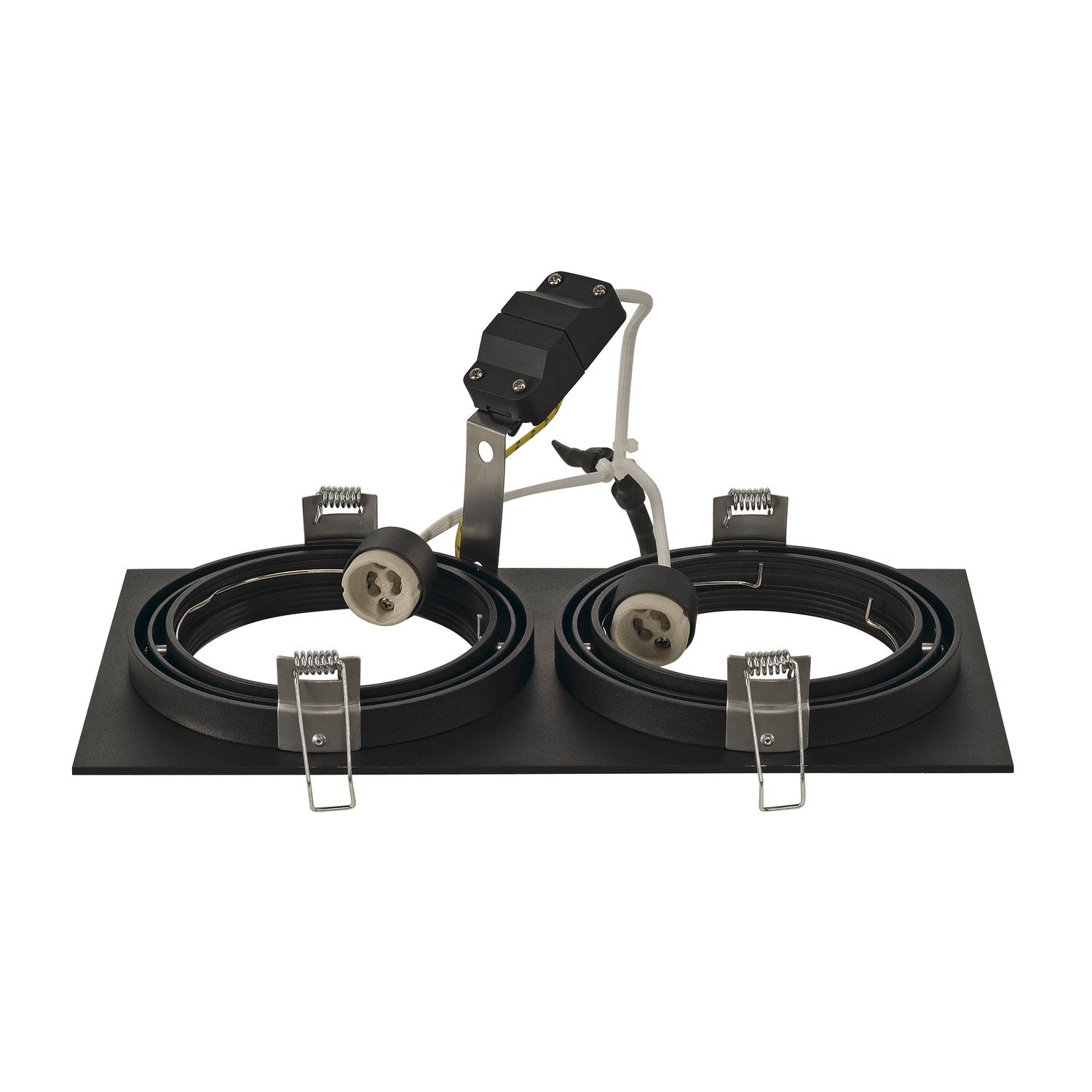 NEW TRIA 2, luminária de embutir, duas lâmpadas, QPAR111, retangular, preto matizado, máx. 150 W, incl. molas