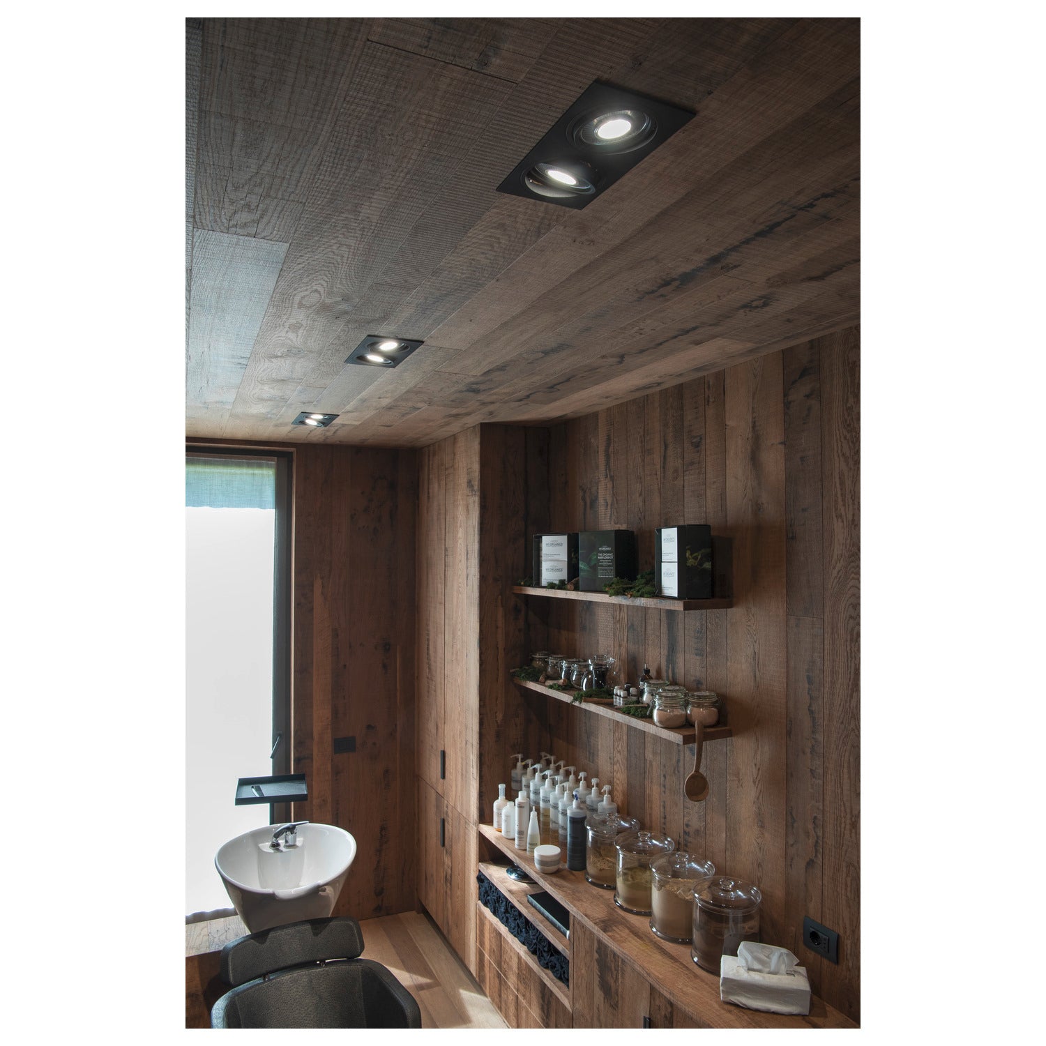 NEW TRIA 2, luminária de embutir, duas lâmpadas, QPAR111, retangular, preto matizado, máx. 150 W, incl. molas