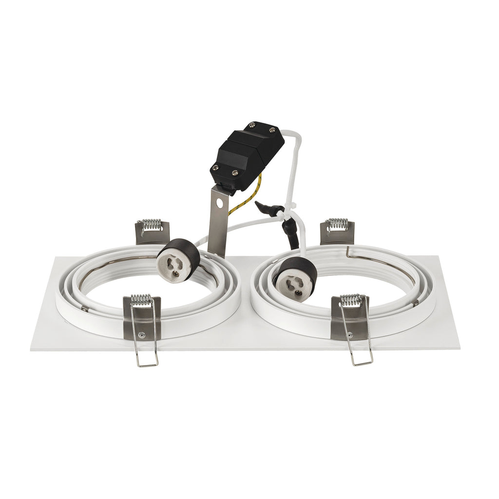 NEW TRIA 2, luminária de embutir, duas lâmpadas, QPAR111, retangular, branco matizado, máx. 150 W, incl. molas