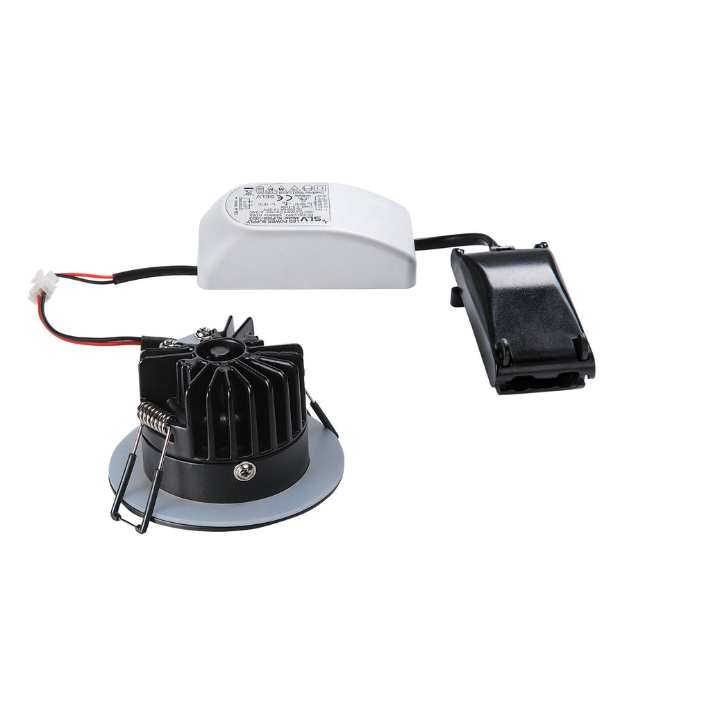 PATTA-I, luminária de embutir, LED, 3000 K, redonda, preto matizado, 38°, incl. unidade de alimentação