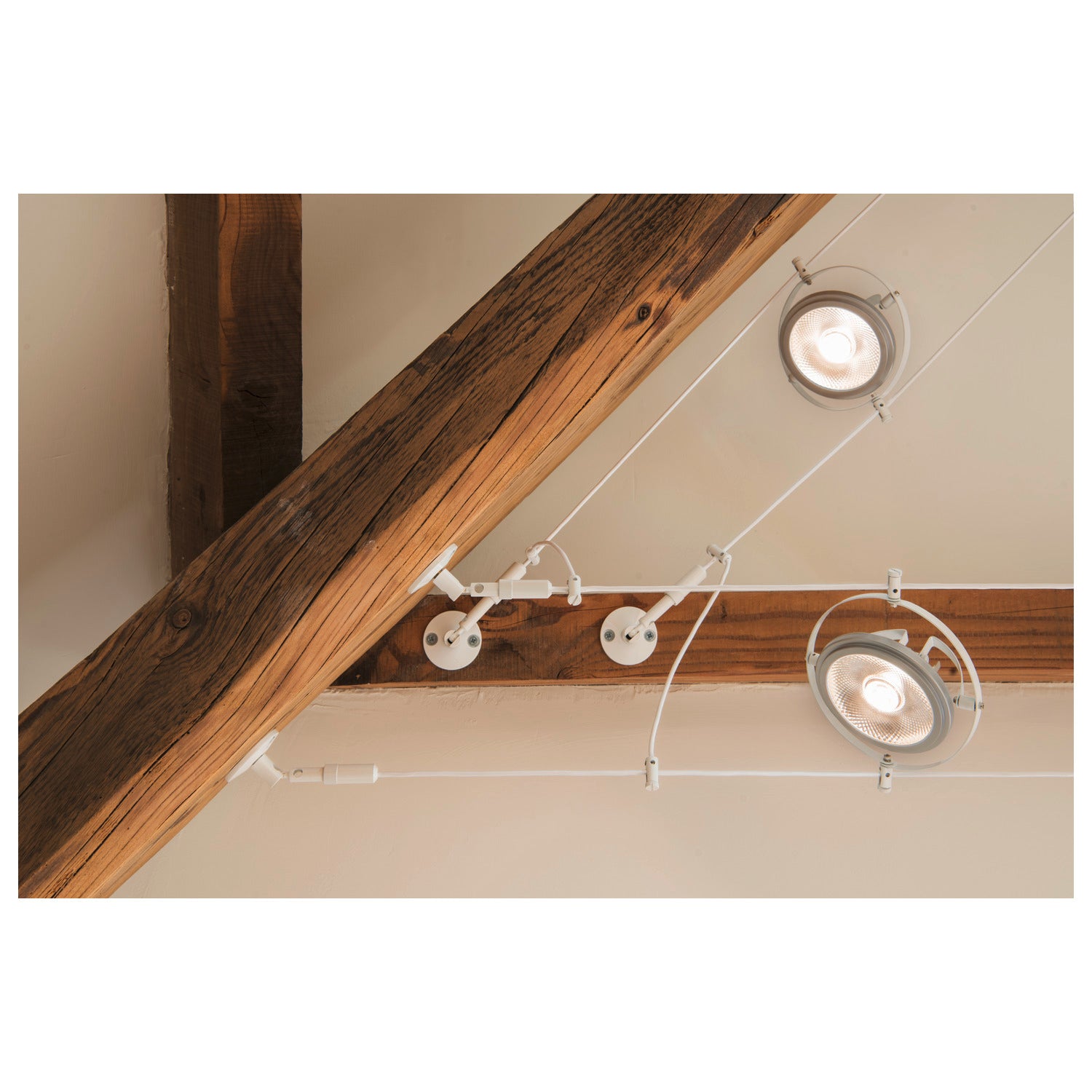 TENSEO SYSTEM - SUPORTE DE PAREDE, para sistema de cabo de baixa voltagem TENSEO, longo, branco, 2 peças