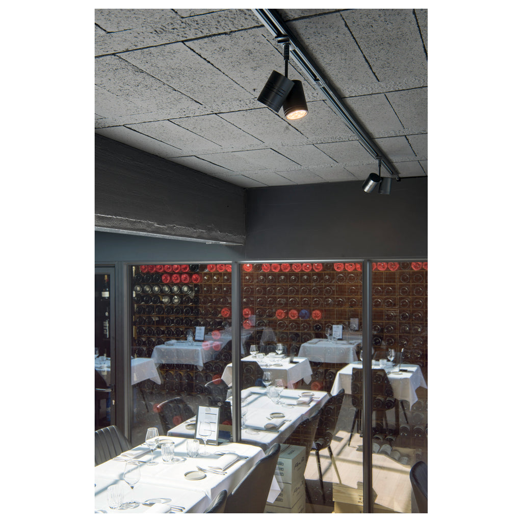 BIMA 2, foco para calha elétrica de 1 fase, duas lâmpadas, QPAR51, preto, máx. 50 W, incl. adaptador de 1 fase