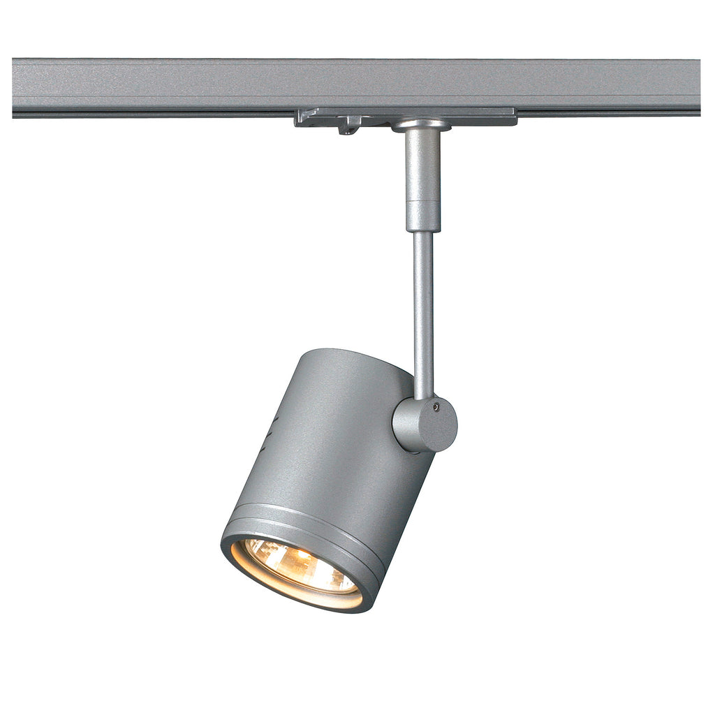 BIMA 1, foco para calhas elétricas de alta voltagem de 1 fase, uma lâmpada, QPAR51, cinzento prateado, máx. 50 W, incl. adaptador de 1 fase