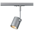 BIMA 1, foco para calhas elétricas de alta voltagem de 1 fase, uma lâmpada, QPAR51, cinzento prateado, máx. 50 W, incl. adaptador de 1 fase