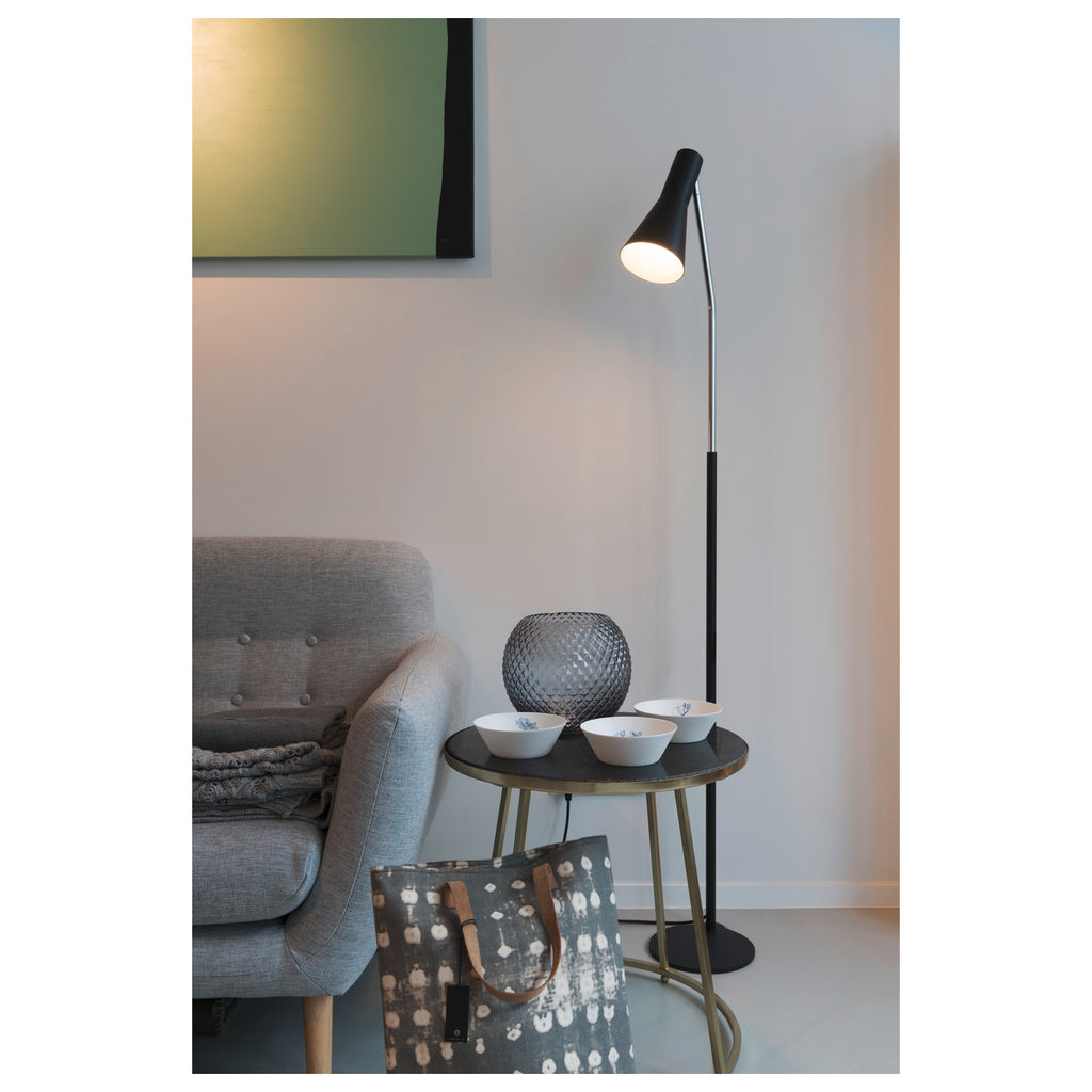 PHELIA, luminária de apoio, A60, preto, máx. 23 W