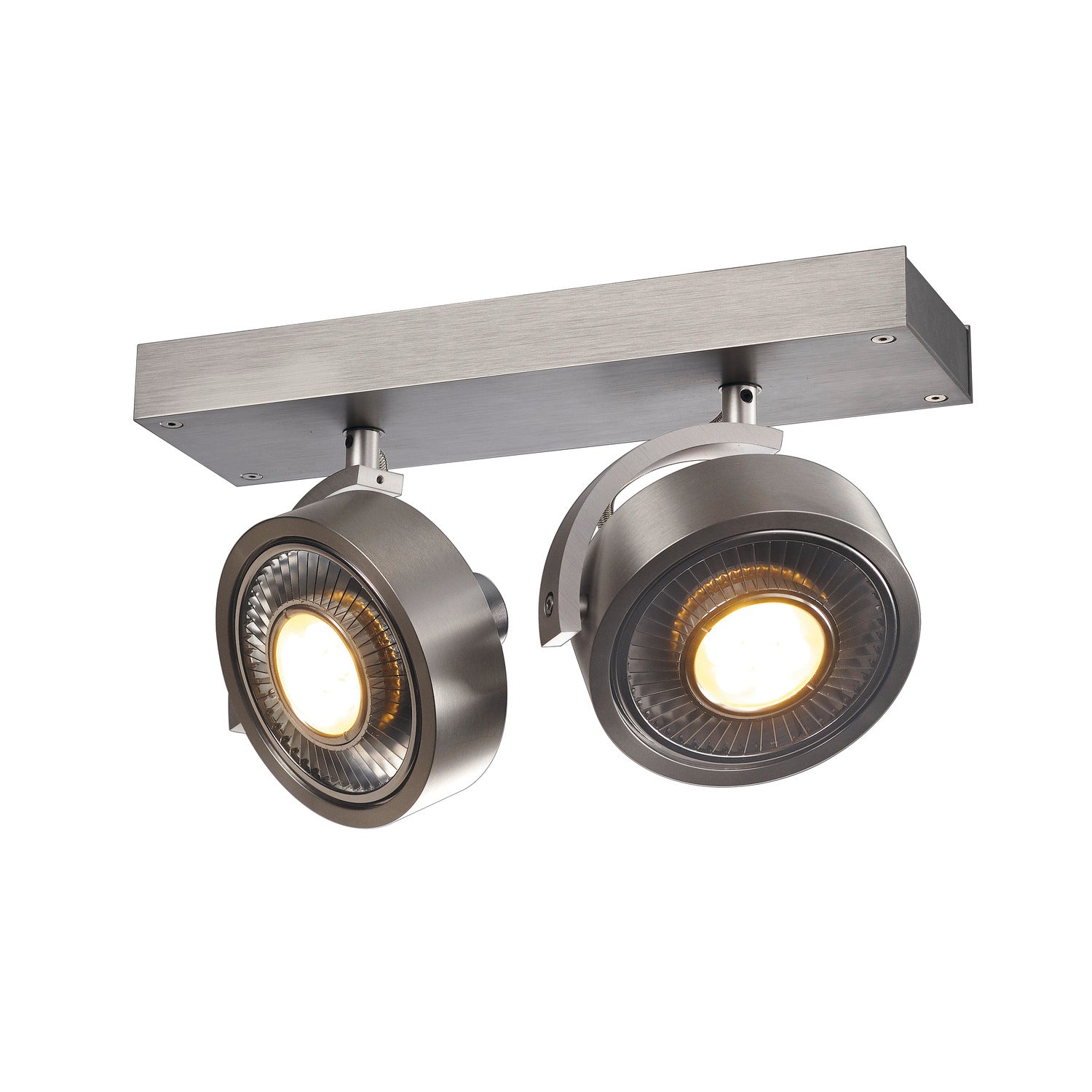 KALU, luminária de parede e de teto, duas lâmpadas, QPAR111, redonda, alumínio escovado, máx. 150 W