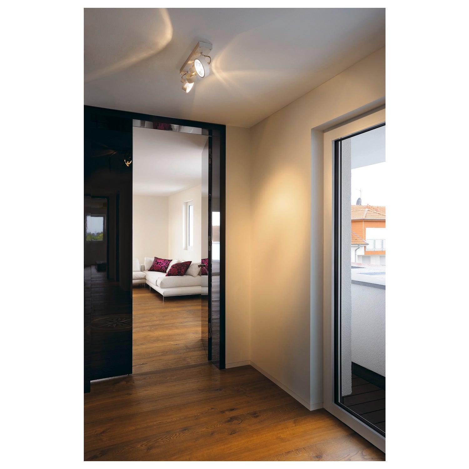 KALU, luminária de parede e de teto, três lâmpadas, QPAR111, redonda, branco matizado, máx. 225 W