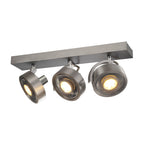 KALU, luminária de parede e de teto, três lâmpadas, QPAR111, redonda, alumínio escovado, máx. 225 W