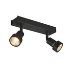 PURI 2, luminária de parede e de teto, duas lâmpadas, QPAR51, preto matizado, máx. 100 W, com anel de decoração