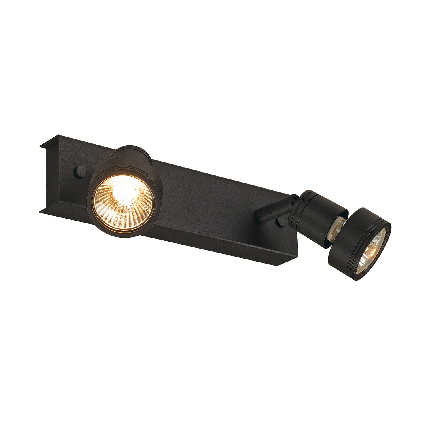 PURI 2, luminária de parede e de teto, duas lâmpadas, QPAR51, preto matizado, máx. 100 W, com anel de decoração