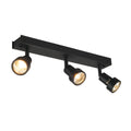 PURI 3, luminária de parede e de teto, três lâmpadas, QPAR51, preto matizado, máx. 150 W, com anel de decoração