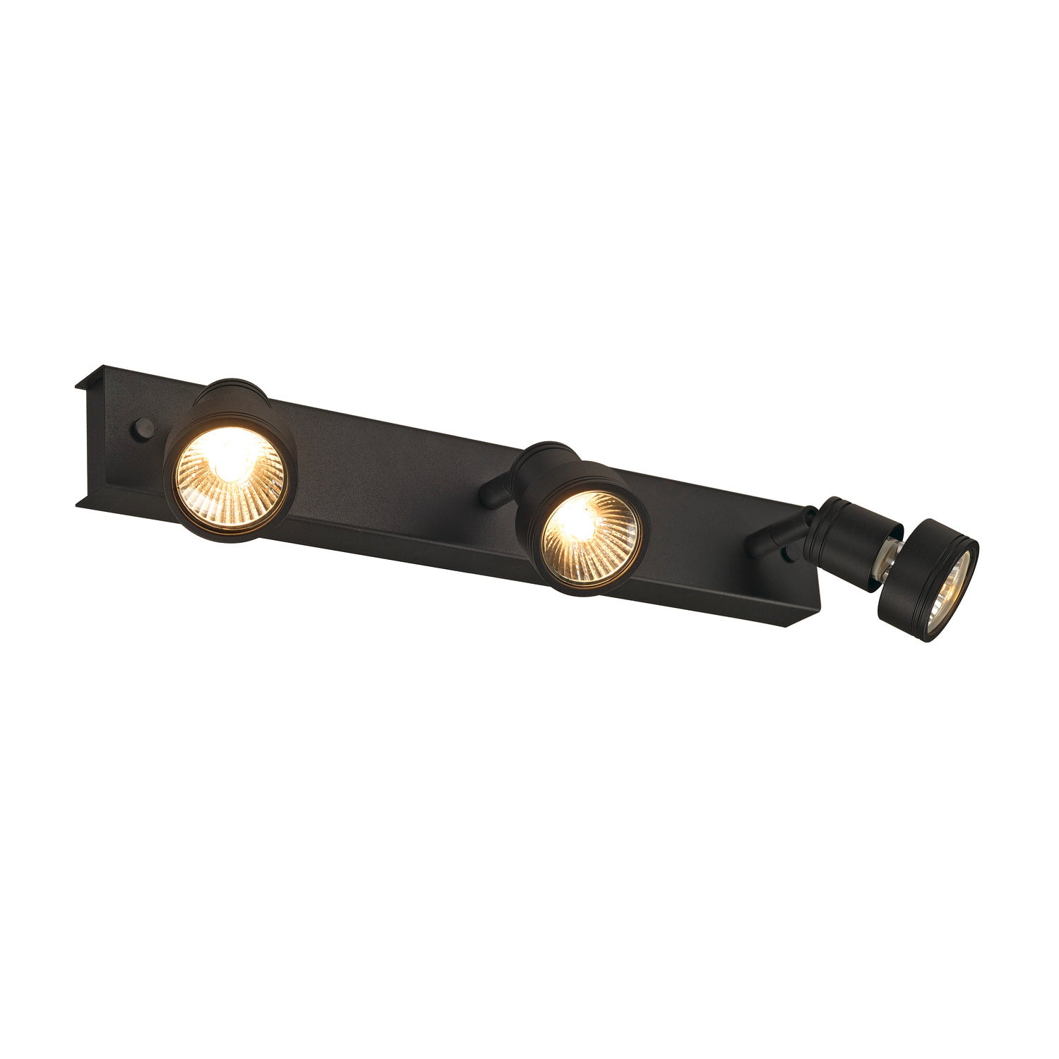 PURI 3, luminária de parede e de teto, três lâmpadas, QPAR51, preto matizado, máx. 150 W, com anel de decoração