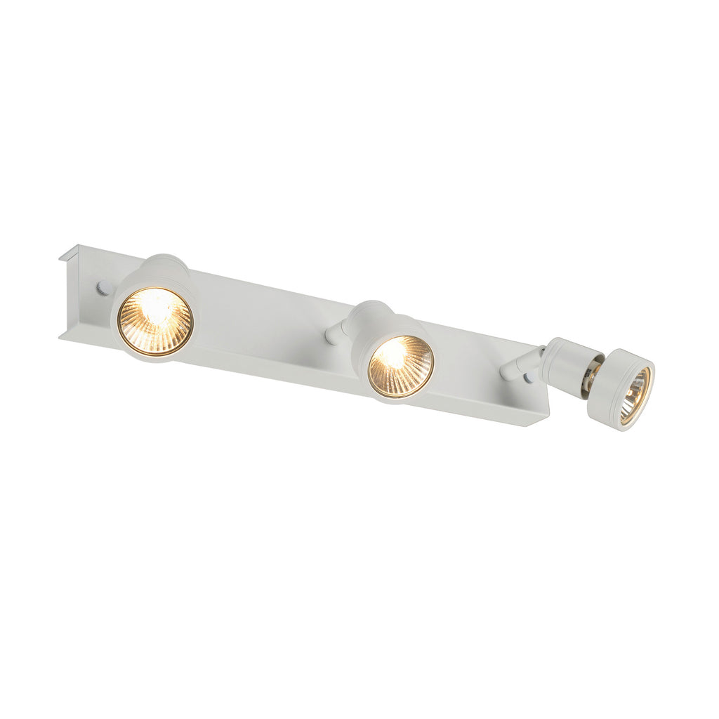 PURI 3, luminária de parede e de teto, três lâmpadas, QPAR51, branco matizado, máx. 150 W, com anel de decoração