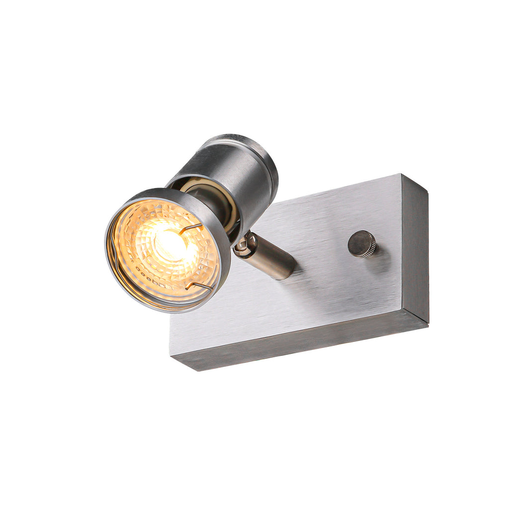 ASTO 1, luminária de parede e de teto, uma lâmpada, QPAR51, alumínio escovado, máx. 75 W