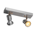ASTO 2, luminária de parede e de teto, duas lâmpadas, QPAR51, alumínio escovado, máx. 150 W