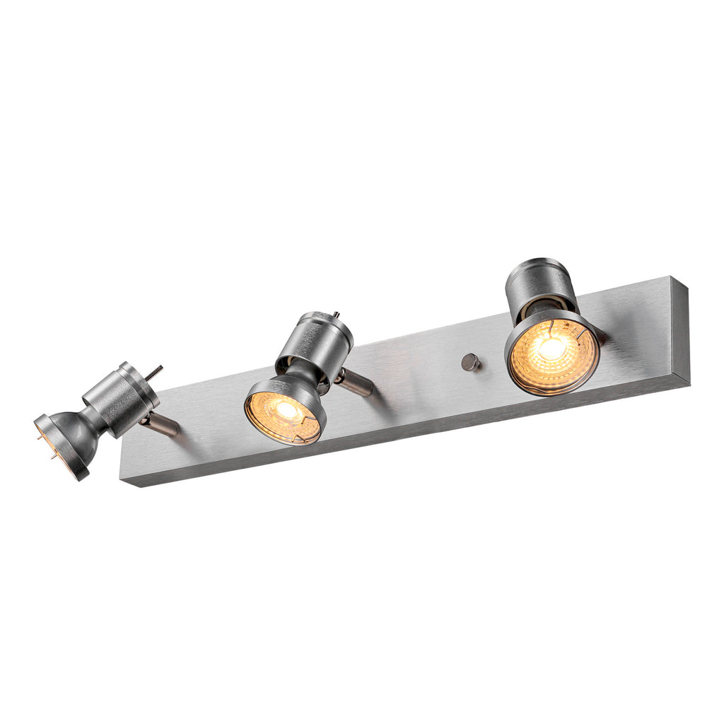 ASTO 3, luminária de parede e de teto, três lâmpadas, QPAR51, alumínio escovado, máx. 225 W