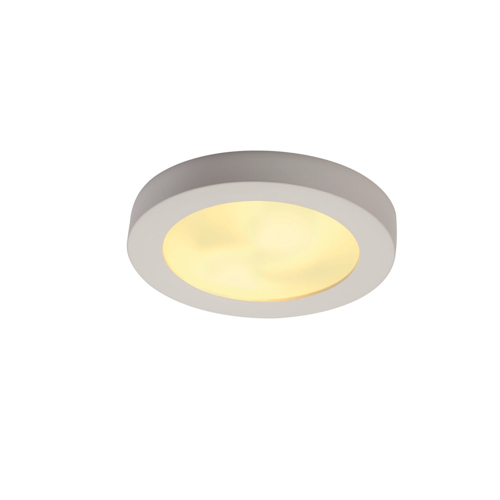 PLASTRA 105, luminária de teto, TC-DSE, redonda, gesso branco, máx. 50 W
