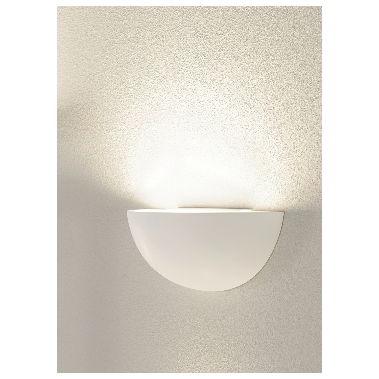 PLASTRA 101, luminária de parede, C35, semicircular, gesso branco, máx. 40 W