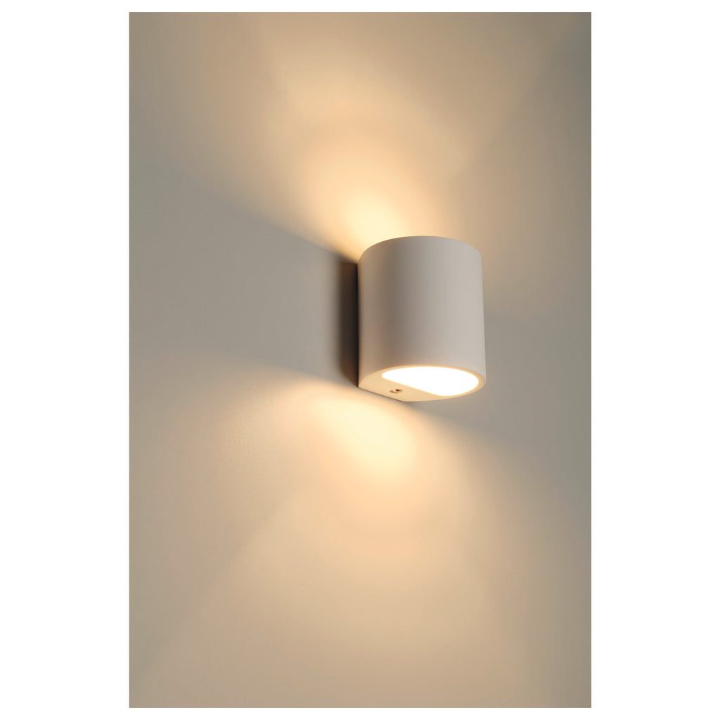 PLASTRA 104, luminária de parede, QT14, redonda, gesso branco, QT14, máx. 42 W