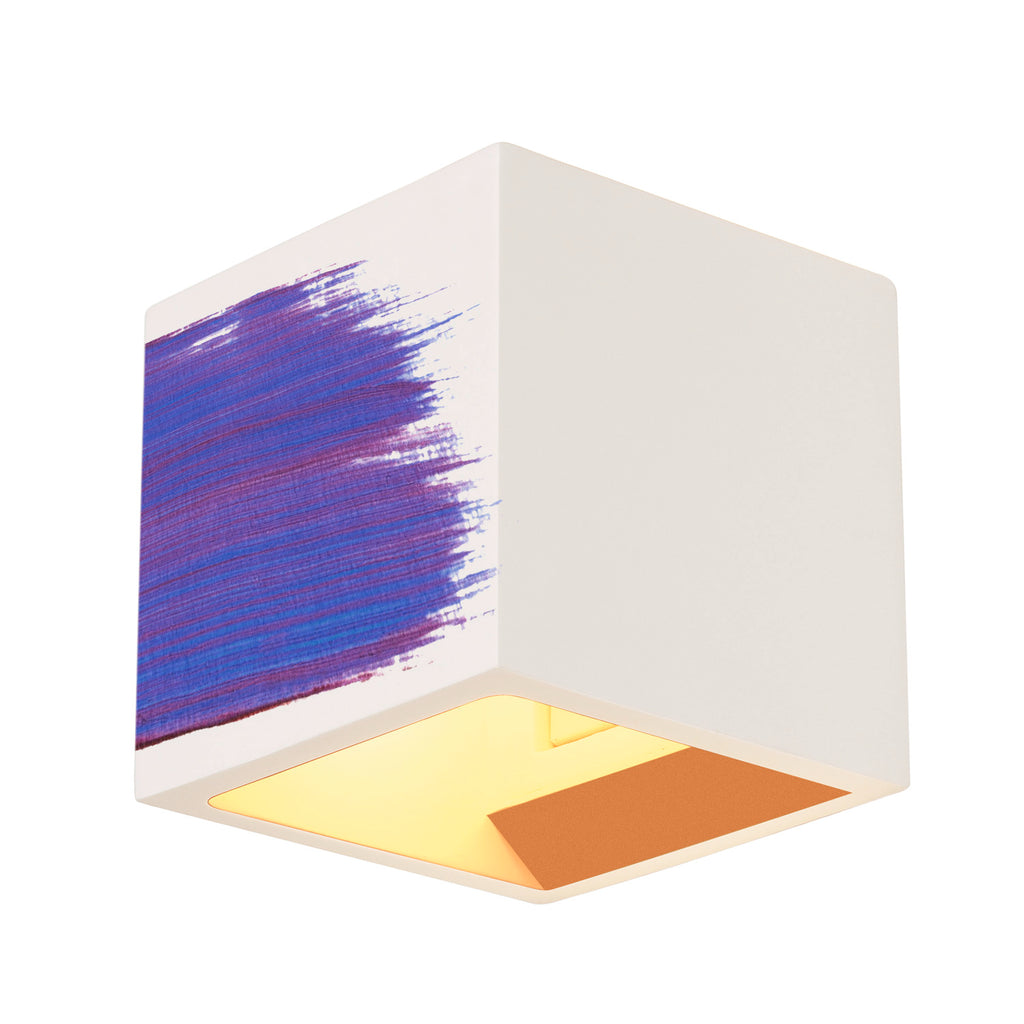 PLASTRA, luminária de parede, QPAR51, angular, Cube, gesso branco, máx. 42 W