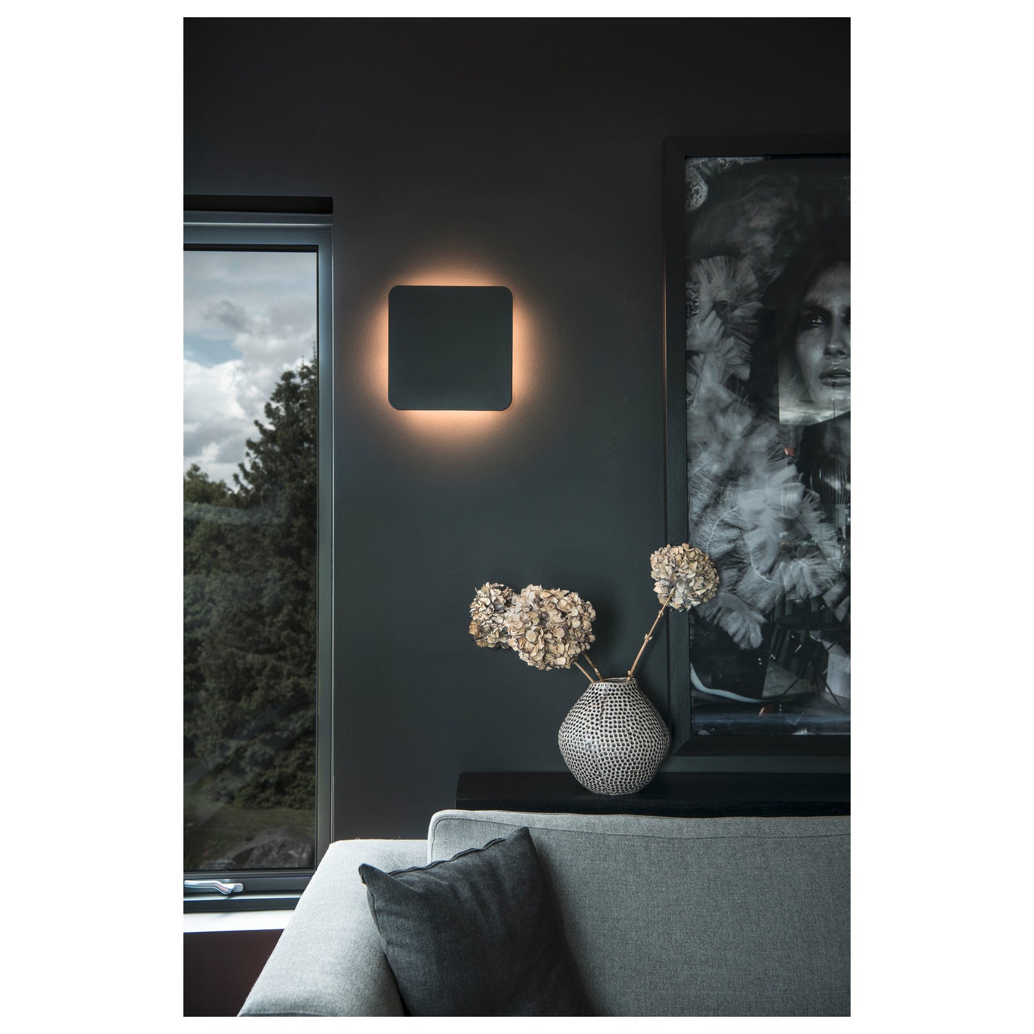 PLASTRA SQUARE, luminária de parede, tira LED, 3000 K, angular, gesso branco máx. 10,8 W