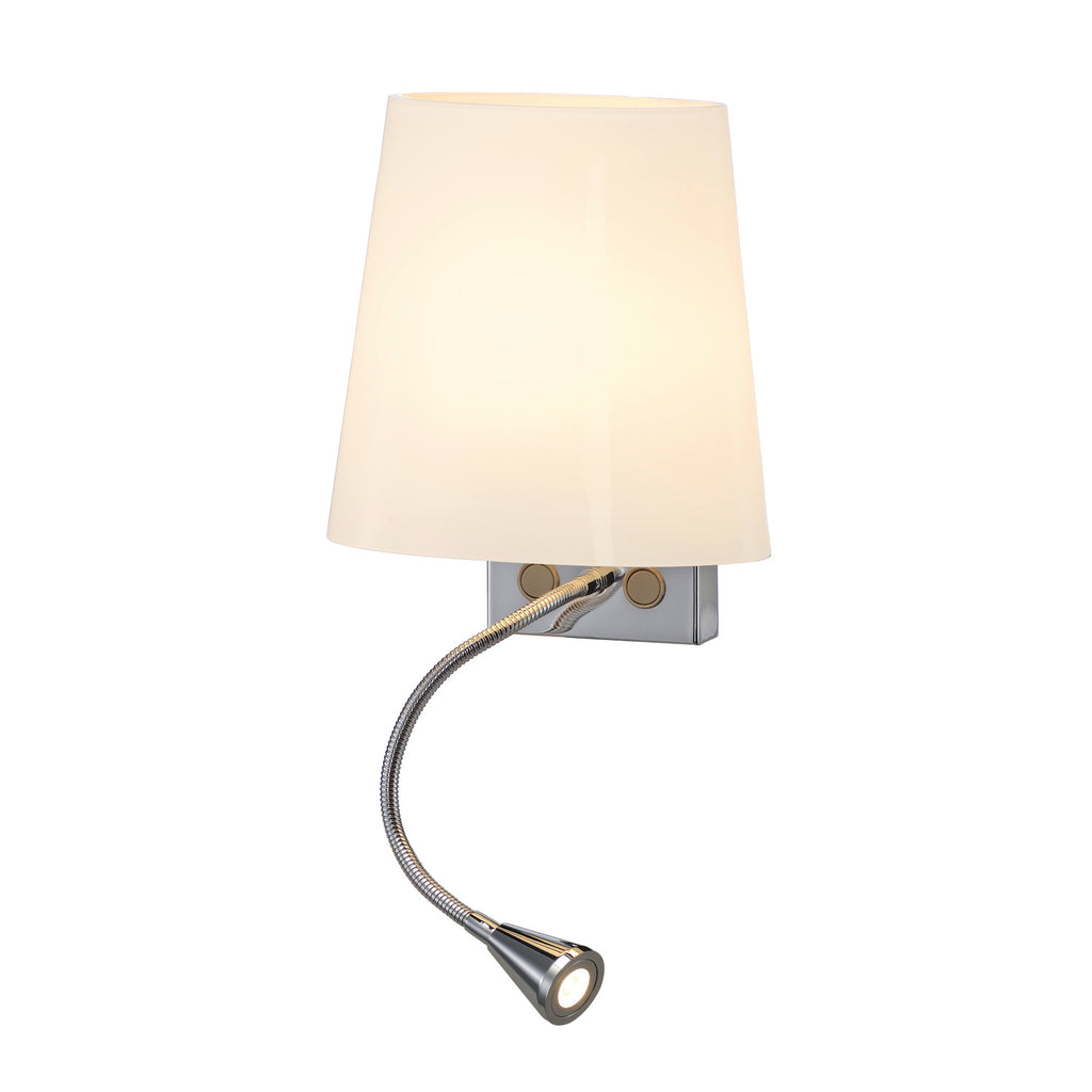 COUPA FLEX, luminária de parede, QT14, 3000 K, cromado, vidro acetinado, 43 W,