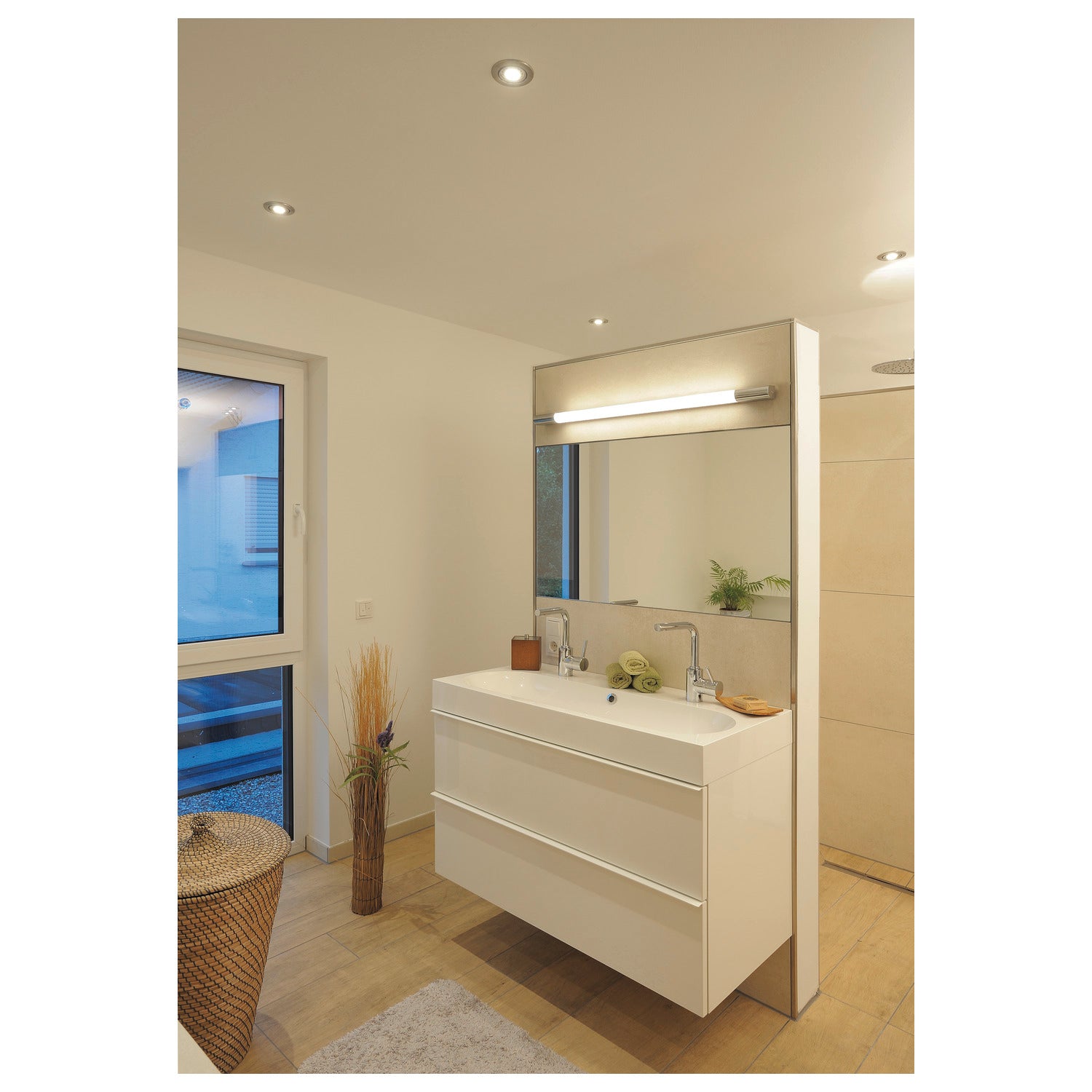 TRUKKO 90, luminária de parede, LED, 3000 K, cromado/branco, A 90 cm, incl. unidade de alimentação LED