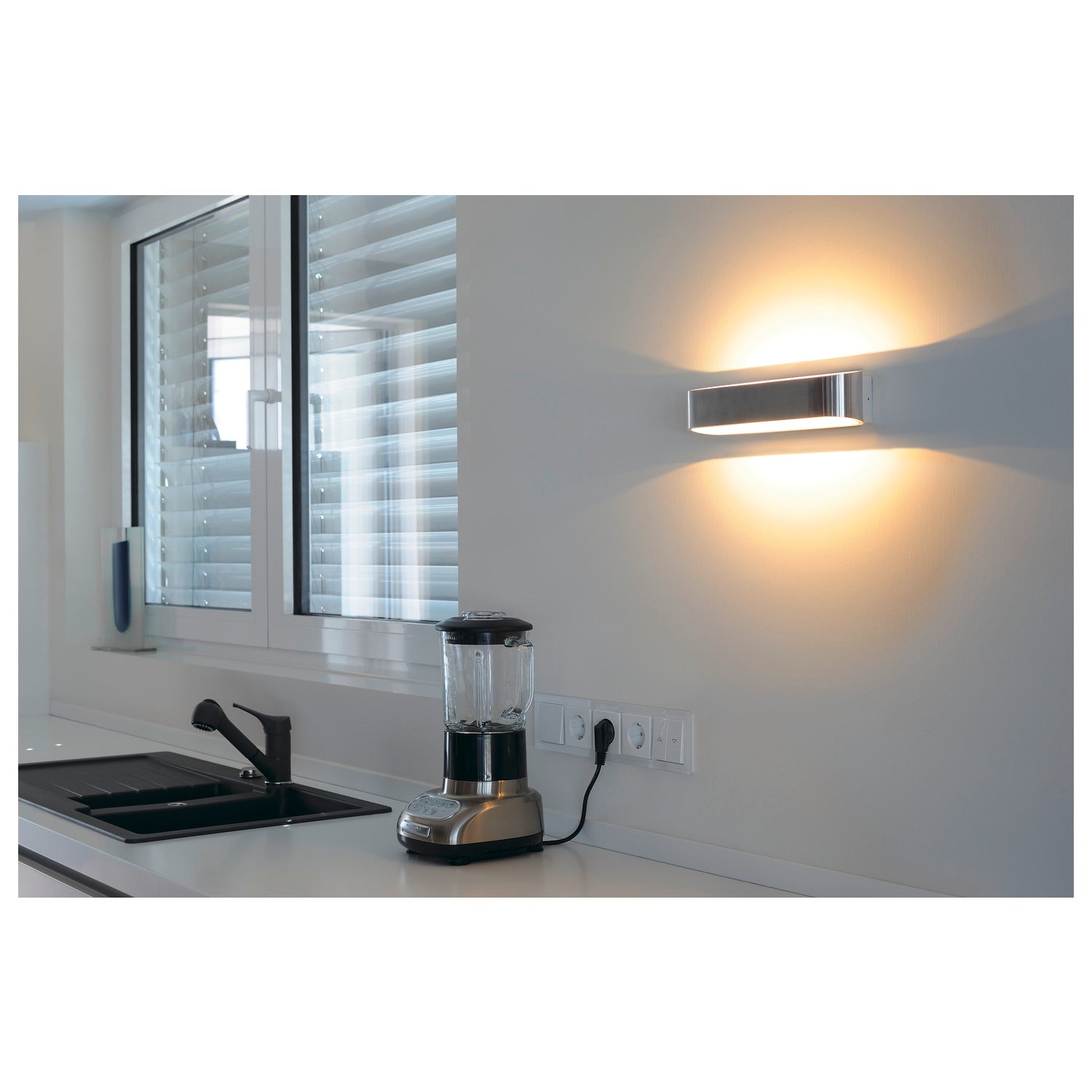 ASSO 300, luminária de parede, LED, 3000 K, oval, alumínio escovado/branco, C/L/A 30/9,5/7 cm