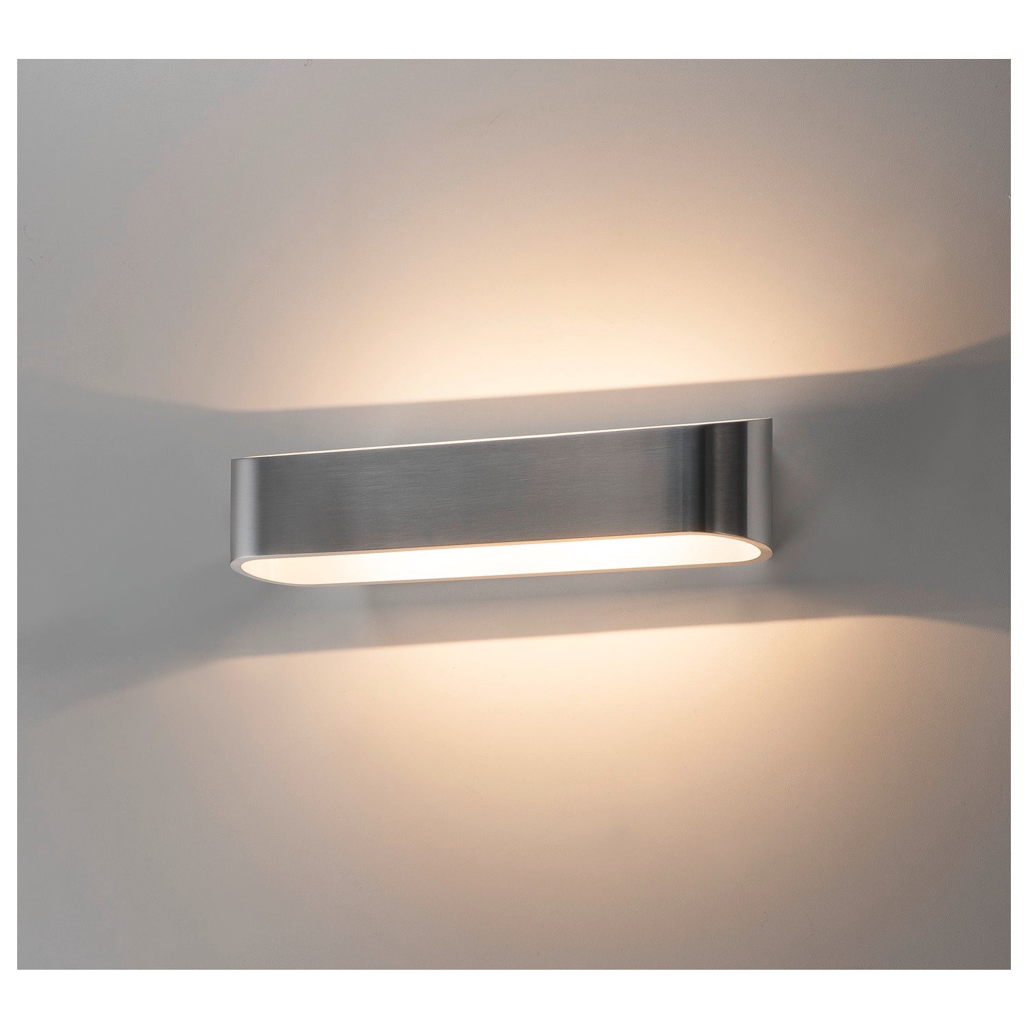 ASSO 300, luminária de parede, LED, 3000 K, oval, alumínio escovado/branco, C/L/A 30/9,5/7 cm