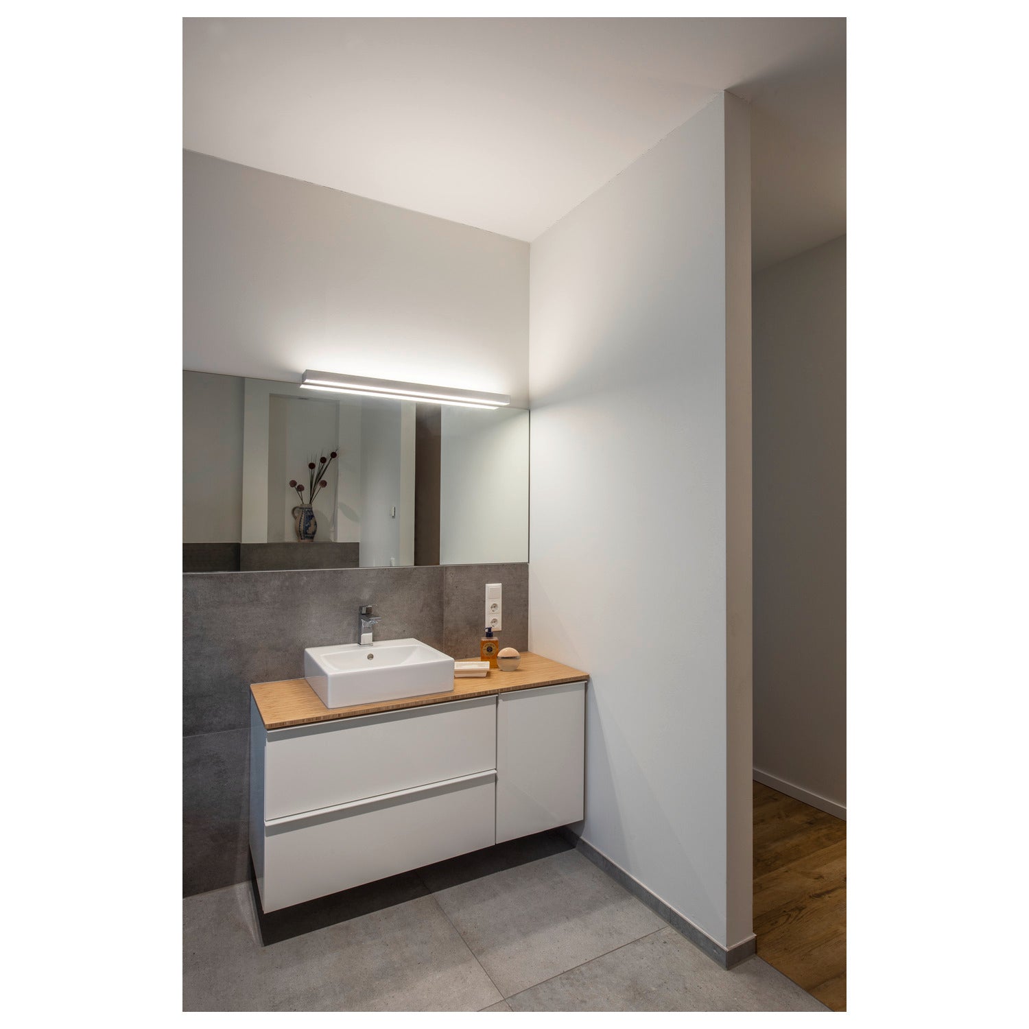 SEDO 21, luminária de parede, LED, 3000 K, angular, alumínio escovado, vidro acetinado, C/L/A 89,5/8,5/4 cm, lâmpada economizadora de energia, 33 W