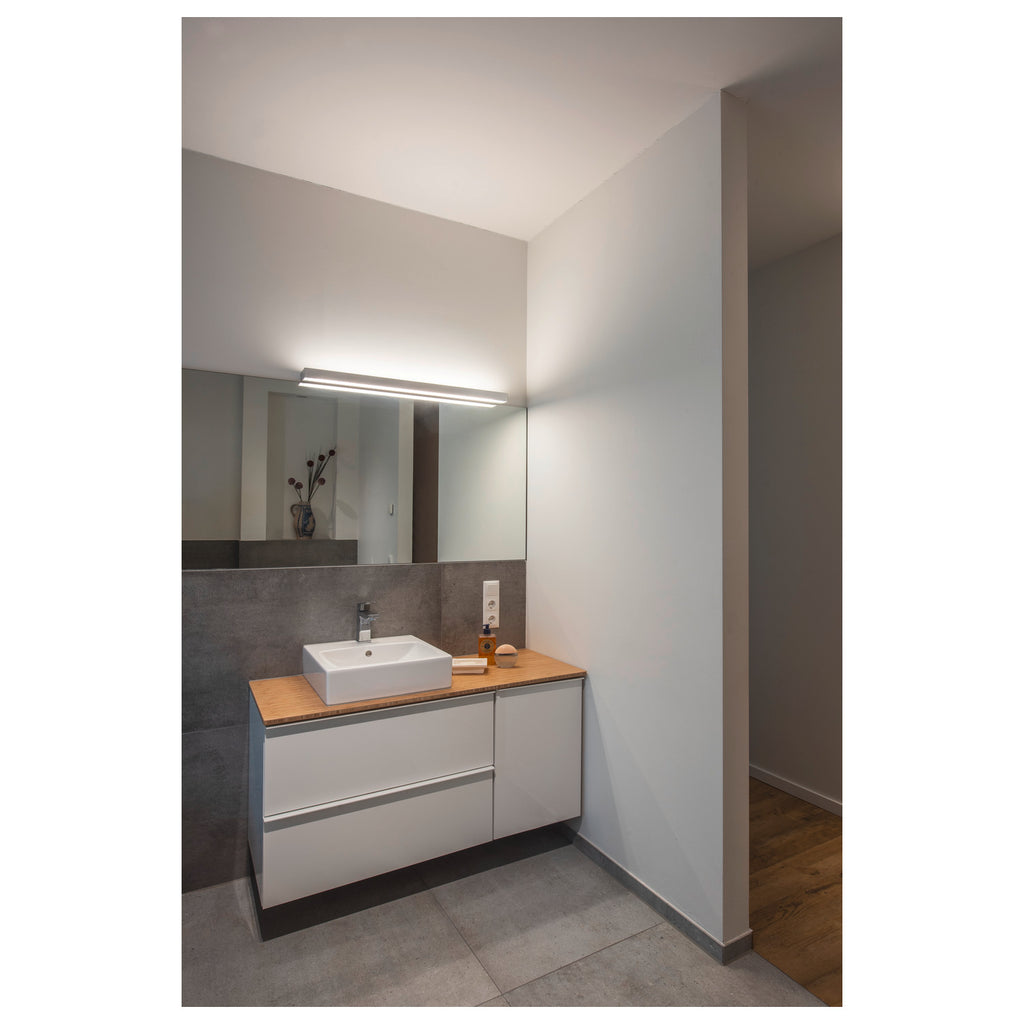 SEDO 21, luminária de parede, LED, 3000 K, angular, alumínio escovado, vidro acetinado, C/L/A 89,5/8,5/4 cm, lâmpada economizadora de energia, 33 W