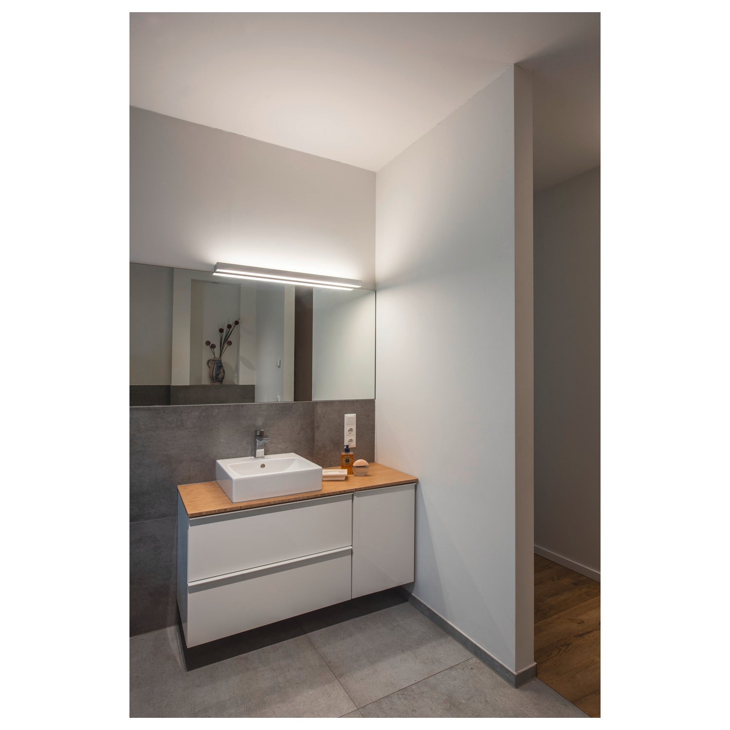 SEDO 21, luminária de parede, LED, 3000 K, angular, alumínio escovado, vidro acetinado, C/L/A 89,5/8,5/4 cm, lâmpada economizadora de energia, 33 W