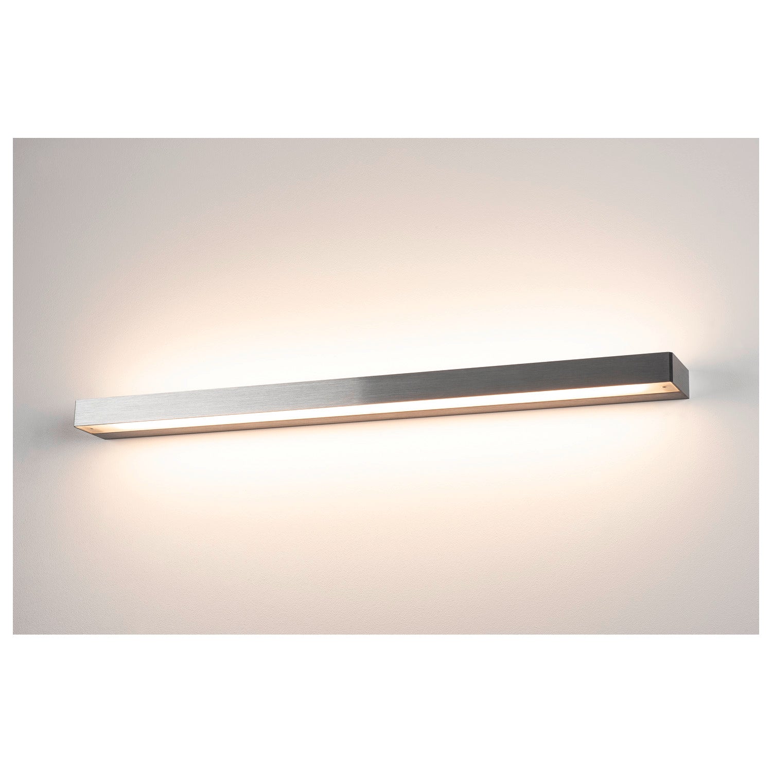 SEDO 21, luminária de parede, LED, 3000 K, angular, alumínio escovado, vidro acetinado, C/L/A 89,5/8,5/4 cm, lâmpada economizadora de energia, 33 W