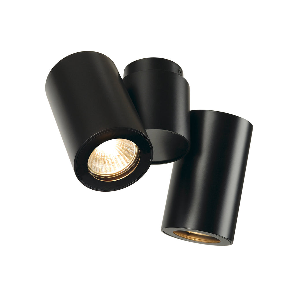 ENOLA_B, luminária de teto e de parede, duas lâmpadas, QPAR51, preto, máx. 100 W