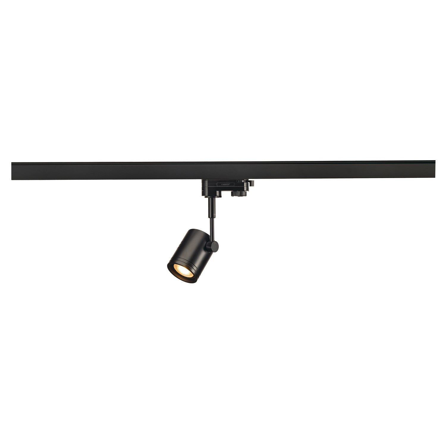 BIMA 1, foco para calha elétrica de 3 fases, uma lâmpada, QPAR51, redondo, preto, máx. 50 W, incl. adaptador de 3 fases