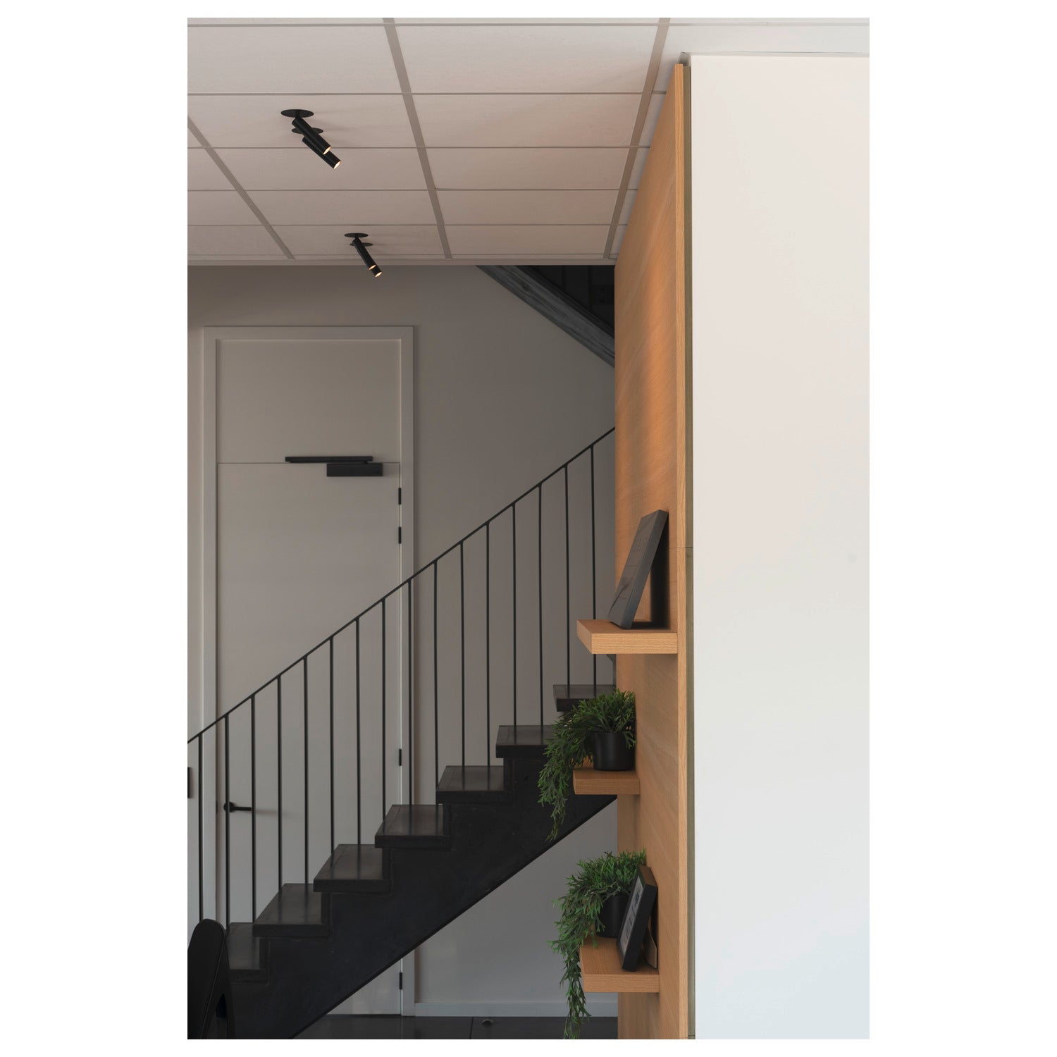 KARPO, luminária de embutir, uma lâmpada, LED, 3000 K, preto, roseta plana, 7,5 W