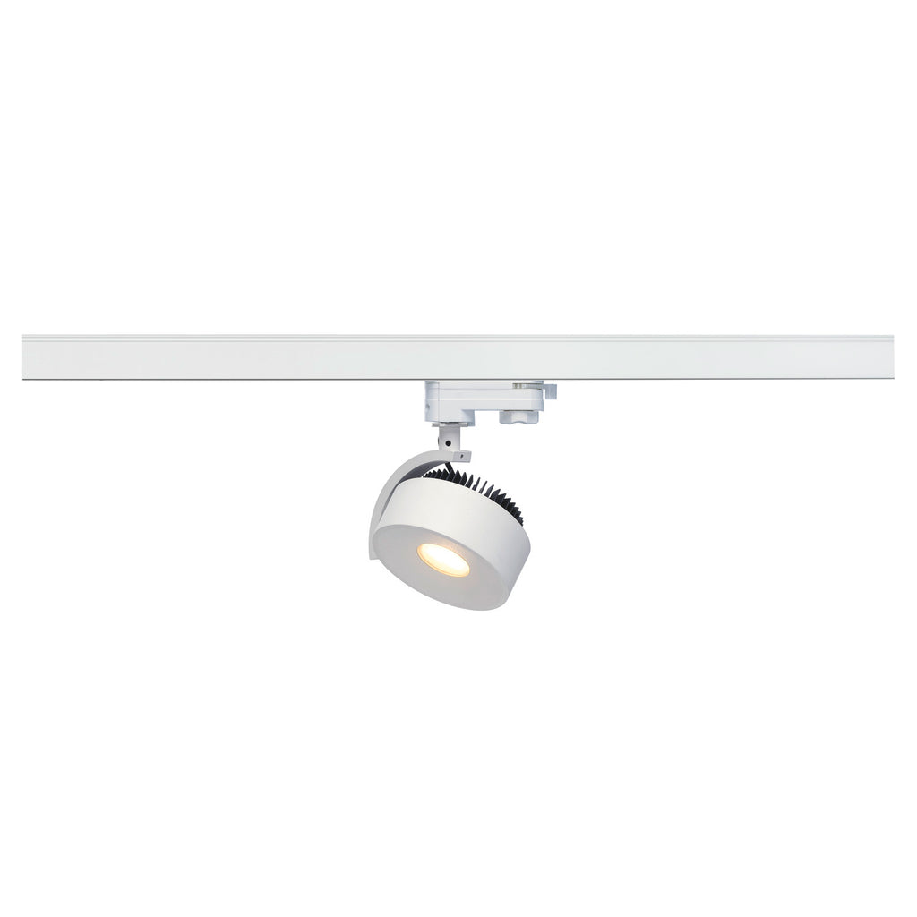 KALU TRACK, foco para calha elétrica de alta voltagem de 3 fases, LED, 3000 K, redondo, branco, incl. adaptador de 3 fases