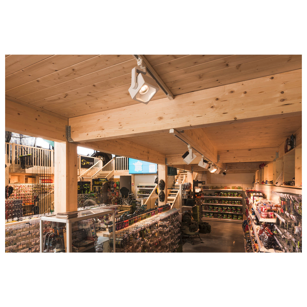 EURO CUBE, foco para calha elétrica de alta voltagem de 3 fases, LED, 3000 K, branco, 60º, incl. adaptador de 3 fases