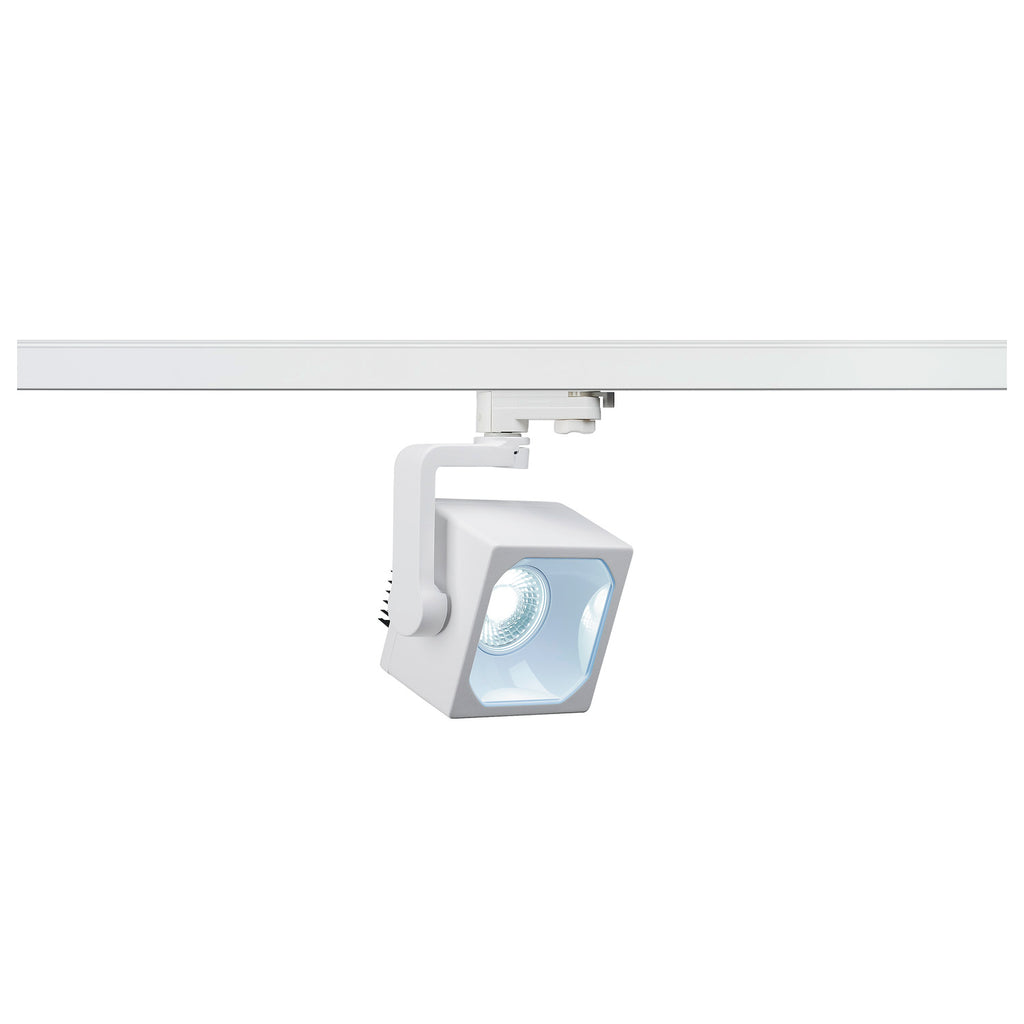 EURO CUBE, foco para calha elétrica de alta voltagem de 3 fases, LED, 4000 K, branco, 60º, incl. adaptador de 3 fases