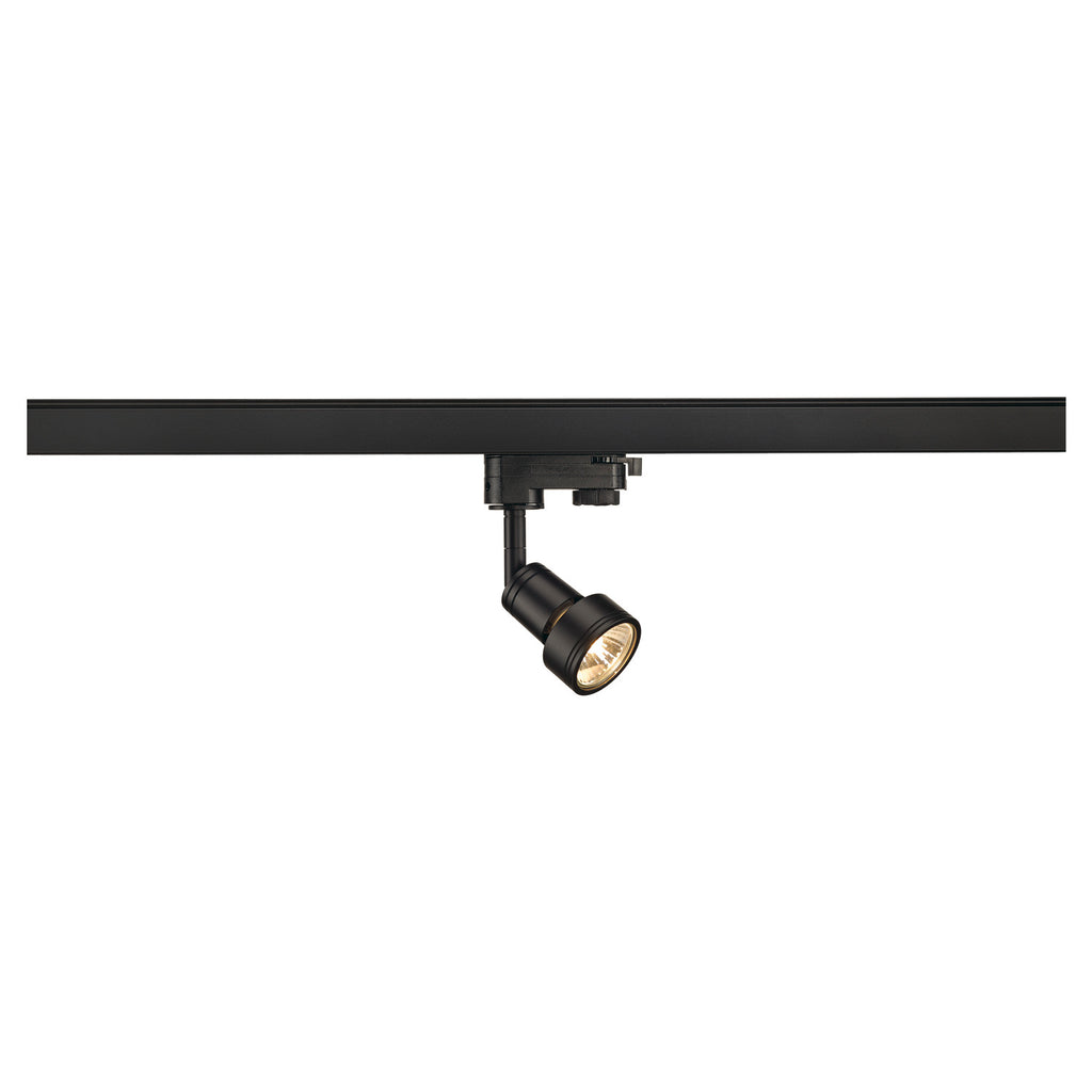 PURI, foco para calha elétrica de alta voltagem de 3 fases, QPAR51, preto matizado, máx. 50 W, incl. adaptador de 3 fases