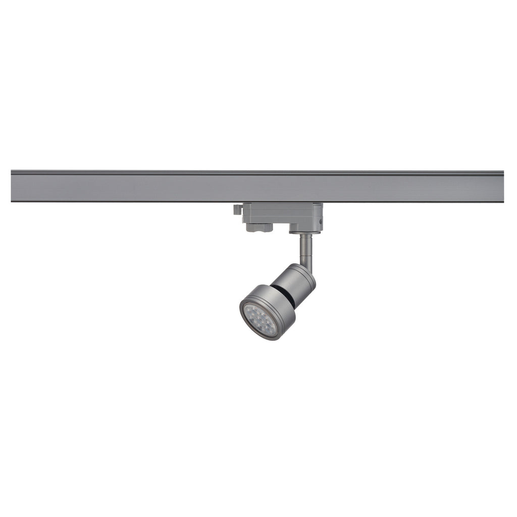 PURI, foco para calha elétrica de alta voltagem de 3 fases, QPAR51, cinzento prateado, máx. 50 W, incl. adaptador de 3 fases