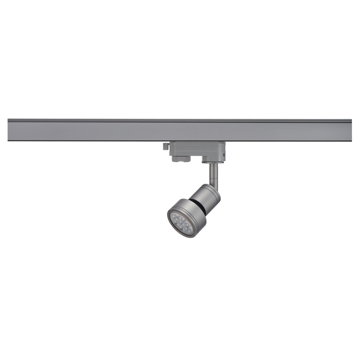 PURI, foco para calha elétrica de alta voltagem de 3 fases, QPAR51, cinzento prateado, máx. 50 W, incl. adaptador de 3 fases