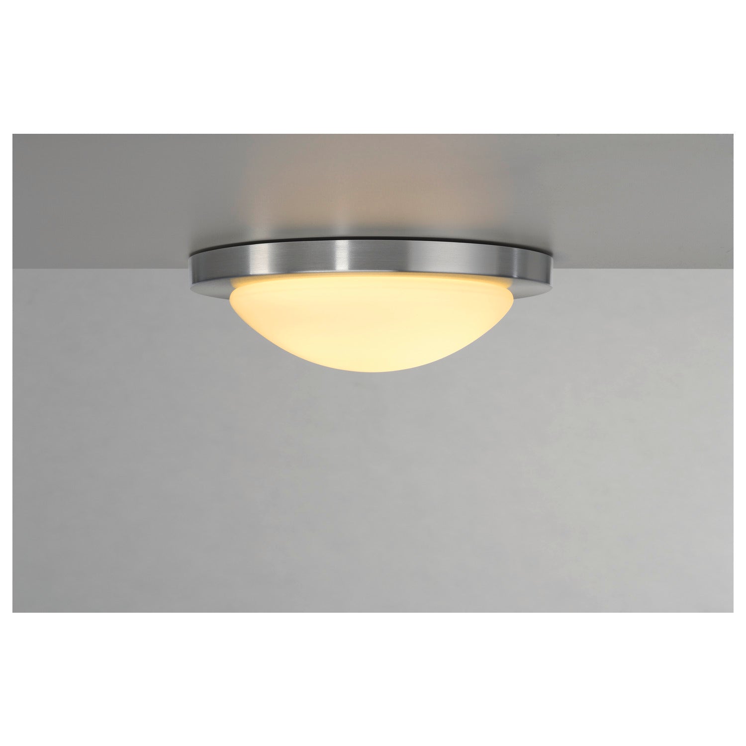 MELAN, luminária de teto, A60, redonda, alumínio escovado, vidro acetinado, máx. 60 W