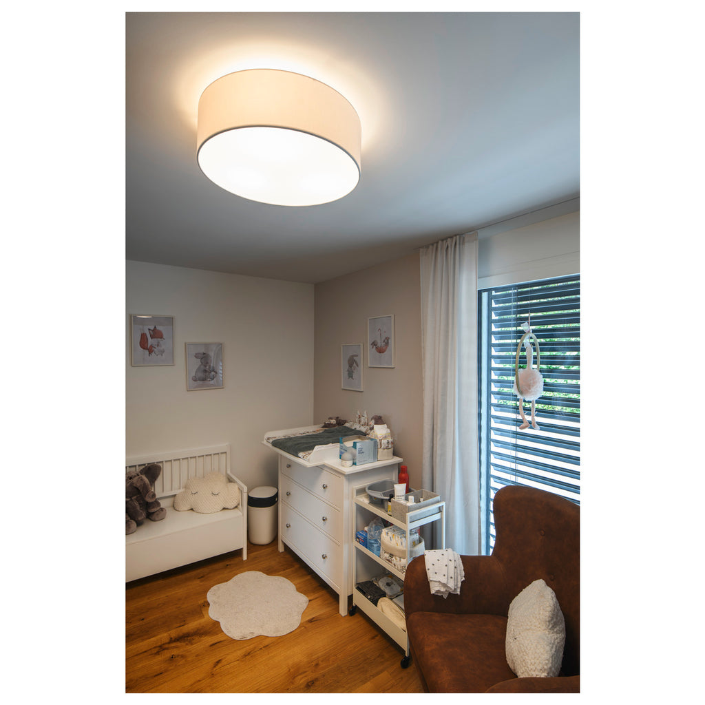 TENORA CL-1, luminária de teto, TC-(D,H,T,Q)SE, redonda, abajur branco Ø/A 50/15 cm, máx. 3x23 W