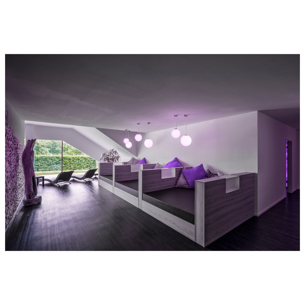 ROTOBALL 25, luminária pendente, TC-(D,H,T,Q)SE, cinzento prateado/branco, Ø 25 cm, máx. 24 W