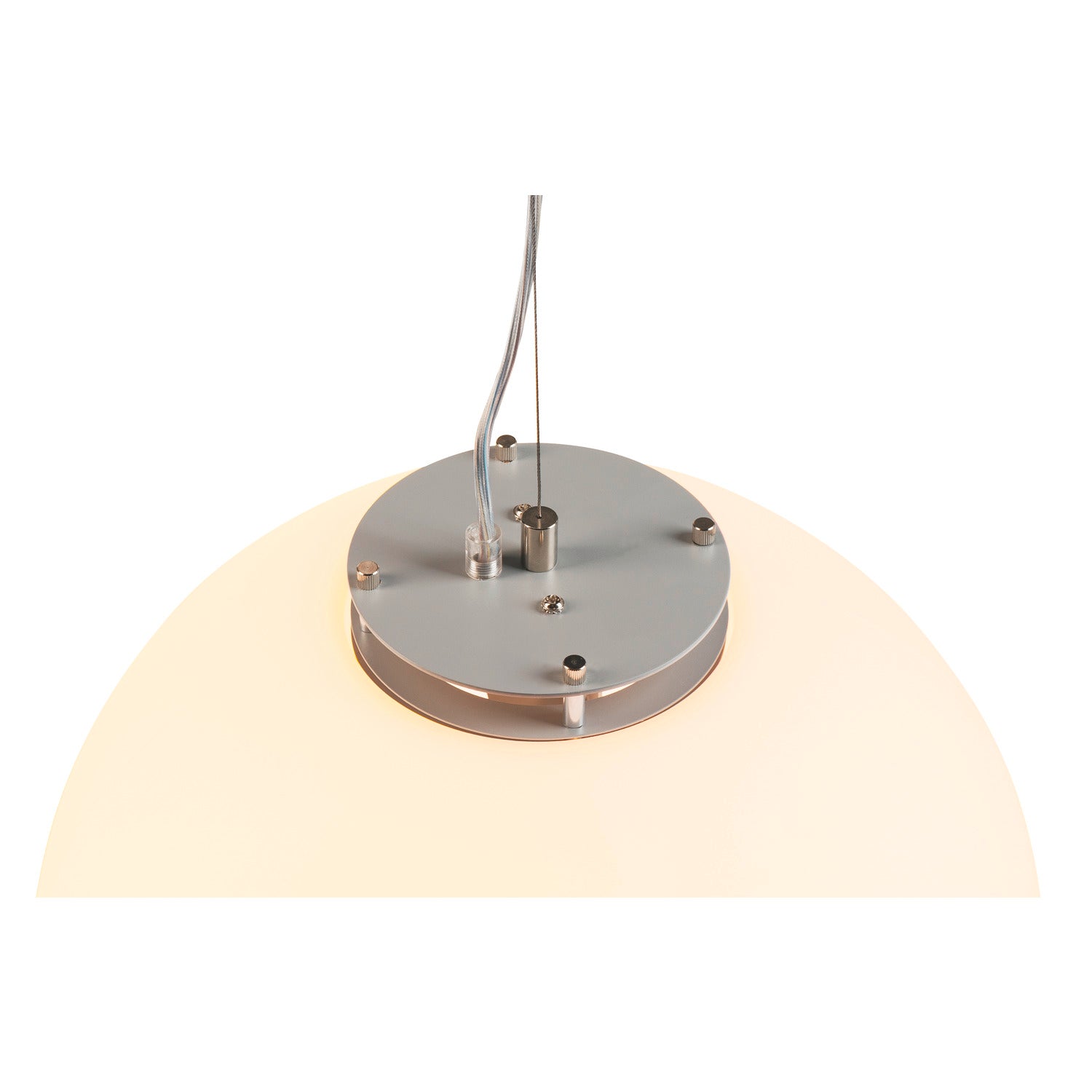 ROTOBALL 40, luminária pendente, TC-(D,H,T,Q)SE, cinzento prateado/branco, Ø 40 cm, máx. 24 W