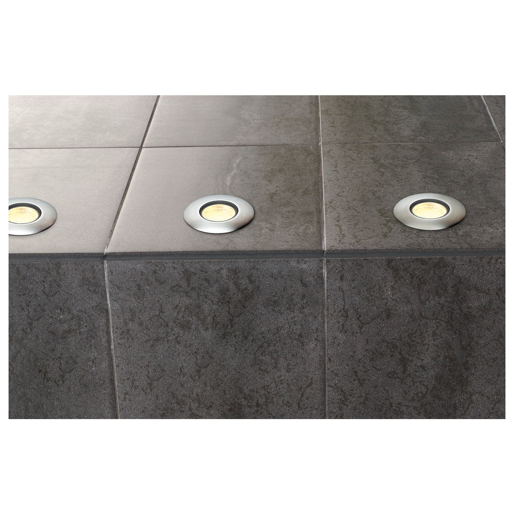 TRAIL-LITE 60, luminária de embutir no chão para exteriores, LED, 3000 K, IP65, aço inox 316, unidade de vidro acetinado, IP65