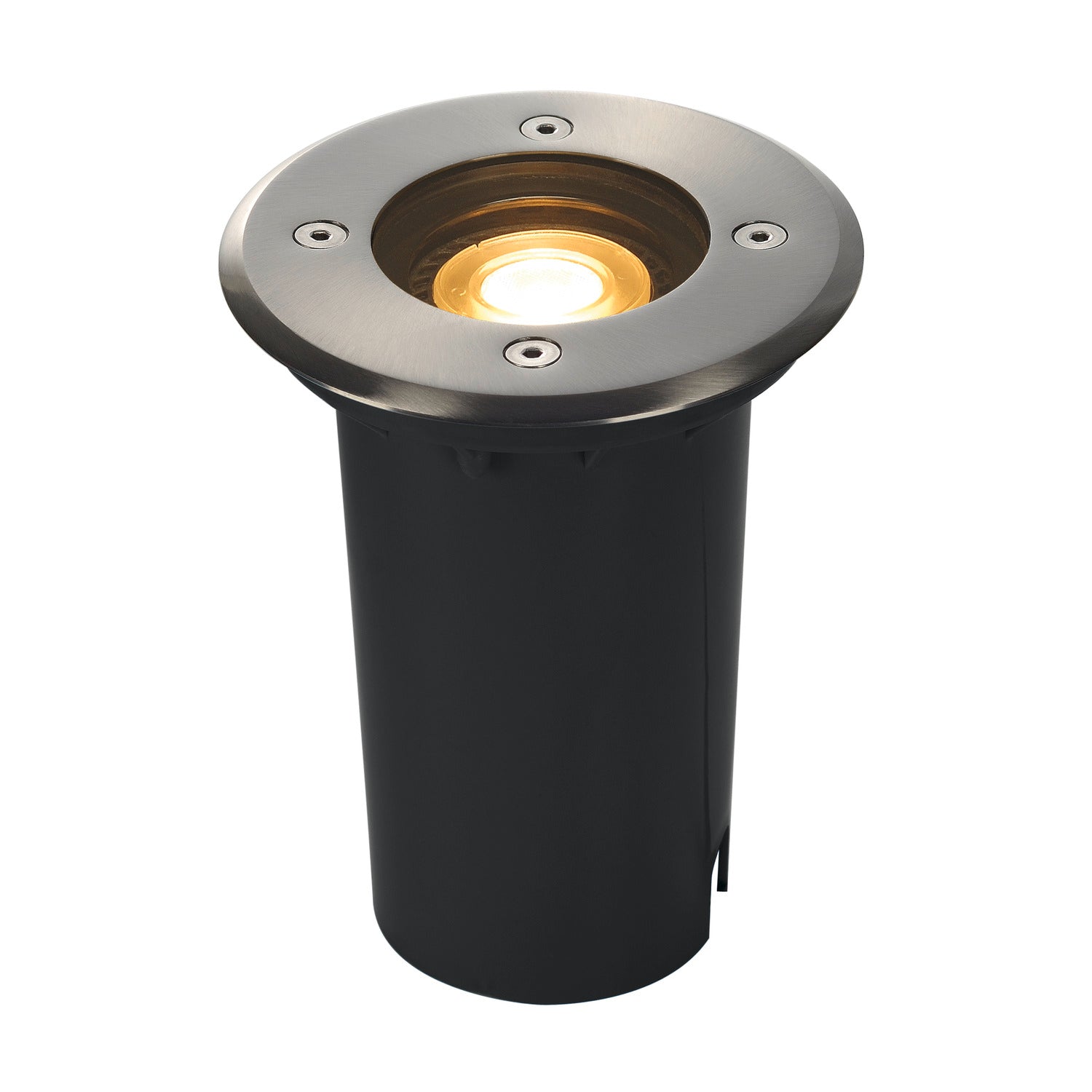 SOLASTO 120, luminária de embutir no chão para exteriores, LED GU10 51 mm, IP67, redonda, aço inox, máx. 6 W