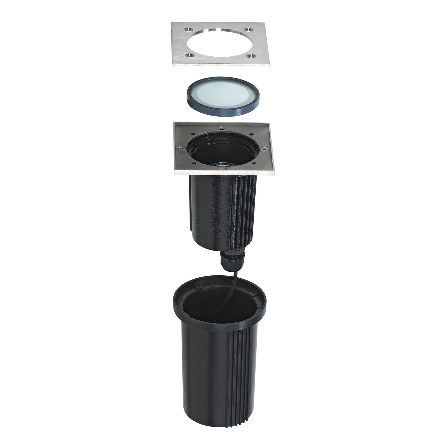 DASAR EXACT 116, luminária de embutir no chão para exteriores, QPAR51, IP67, angular, aço inox 316, máx. 35 W