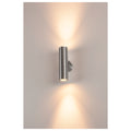 ASTINA, luminária de parede para exteriores, TCR50-SE, IP44, redonda, up/down, alumínio escovado, máx. 44 W